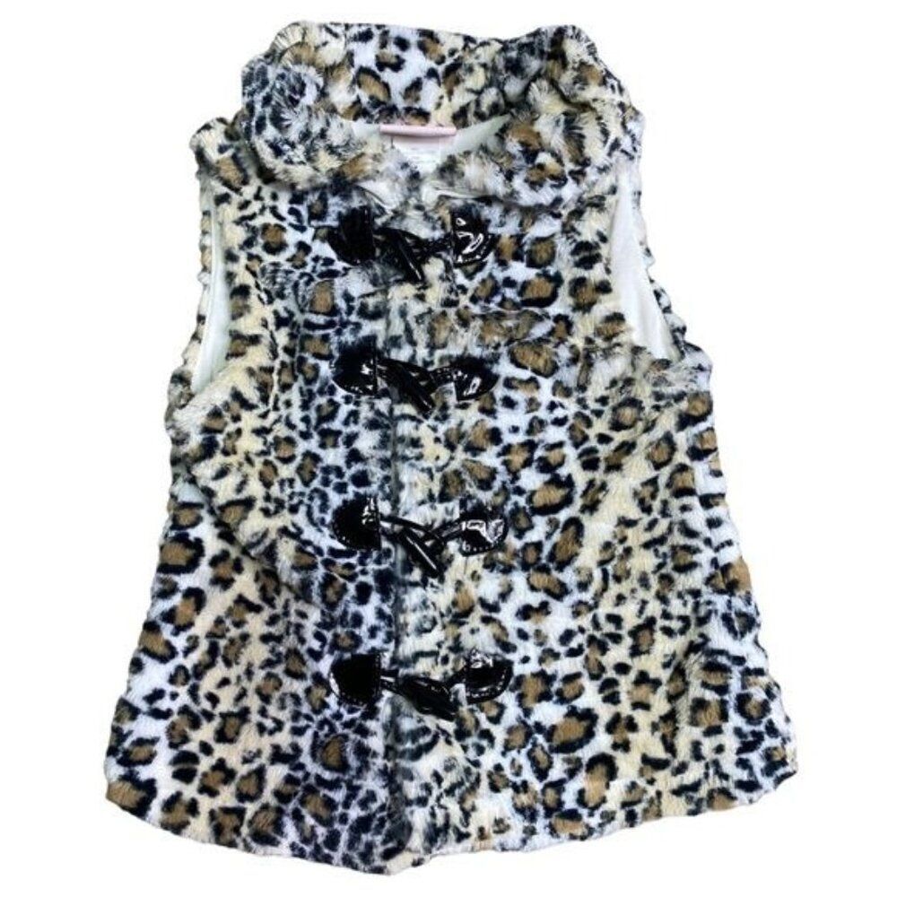 Plush Vest Little Lass Girls Size 4T Cheetah Print